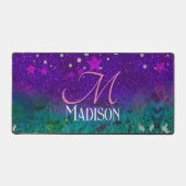 Cute blue paars ombre glitter monogram bureaumat (Voorkant)