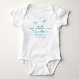 Cute Blue Paaster Bunny Personalized Boy Romper