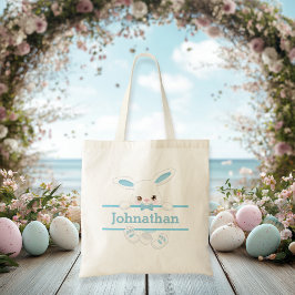 Cute Blue Paaster Bunny Personalized Boy Tote Bag