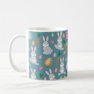 Cute Blue Paaster Bunny Rabbit Patroon Koffiemok