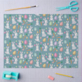Cute Blue Paaster Bunny Rabbit Patroon Tissuepapier (Craft)