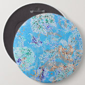 Cute blue pastel floral ronde button 6,0 cm (Voorkant /achterkant)