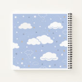 Cute Blue Pattern Kitten Cloud Notitieboek (Achterkant)