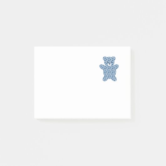 Cute Blue Patterned Teddy Bear Post-it® Notes (Voorkant)