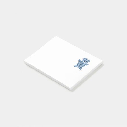 Cute Blue Patterned Teddy Bear Post-it® Notes (Schuin)