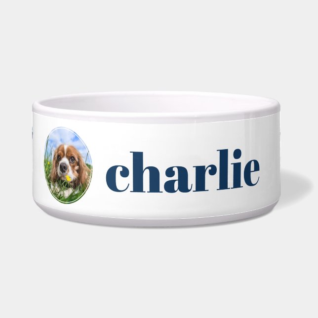 Cute Blue Paw Prints Personeelsfoto's van Dog Bowl Voerbakje (Voorkant)