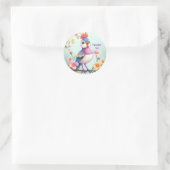 Cute Blue Pink Bird Floral Sticker (Sac)