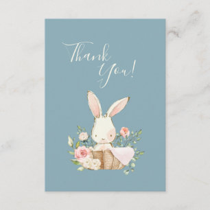 Cute Blue Pink Bunny Baby shower Hartelijk dank Bedankkaart