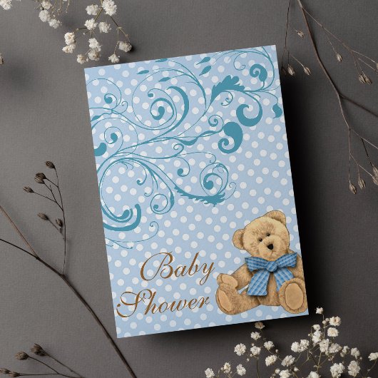 Cute Blue Pois Baby shower Invitation