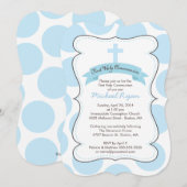 Cute Blue Polka Dots Cross-Communitation Invitatio Kaart (Voorkant / Achterkant)