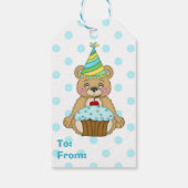 Cute Blue Polkadot Beer Birthday Cadeaulabel (Achterkant)