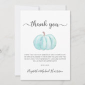 Cute Blue Pumpkin Baby Boy Shower Bedankkaart (Voorkant)