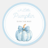 Cute Blue Pumpkin Boy Baby Shower Ronde Sticker (Voorkant)
