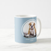 Cute Blue Puppy 1er Christmas Chien Photo Mug (Devant droit)