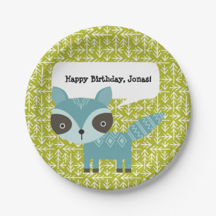 Cute Blue Raccoon Personalized Party Borden Papieren Bordje