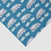 Cute Blue Racing Car en Flag Kinder Pattern Tissuepapier (Detail)