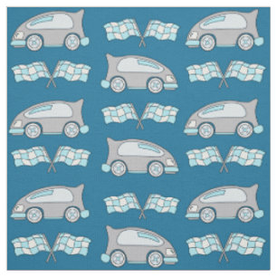 Cute Blue Racing Car Flag Pattern Kinder Stof