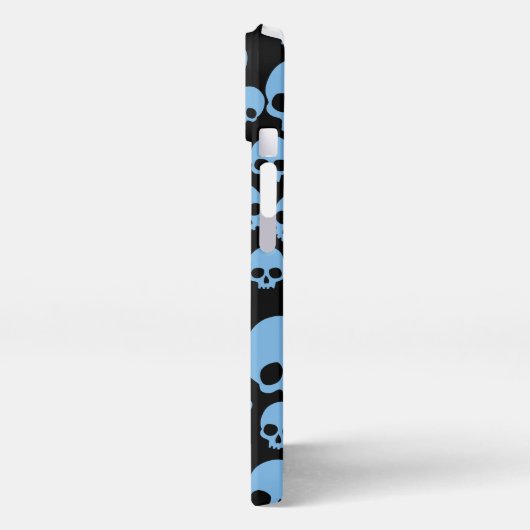 Cute Blue Random Skulls Pattern iPhone Hoesje (Linkerkant)