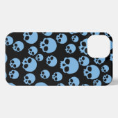 Cute Blue Random Skulls Pattern iPhone Hoesje (Achterkant horizontaal)