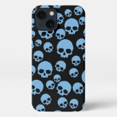 Cute Blue Random Skulls Pattern iPhone Hoesje (Achterkant)