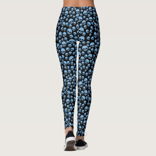 Cute Blue Random Skulls Pattern-Leggings Leggings (Achterkant)