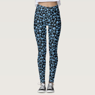 Cute Blue Random Skulls Pattern-Leggings Leggings
