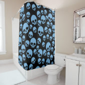 Cute Blue Random Skuls Motif Douche rideau (En situation)
