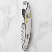 Cute Blue Red Singing Bird Branch Yellow Flowers Kurkentrekker (Voorkant)