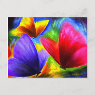 Cute Blue Red Yellow Butterfly Illustratie Briefkaart