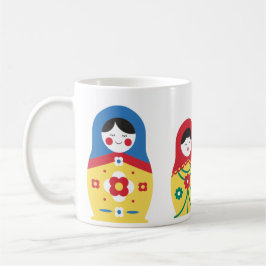 Cute Blue Red Yellow White Green Russian Doll Koffiemok