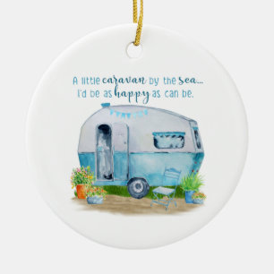 Cute Blue  Retro Camper Caravan Keramisch Ornament
