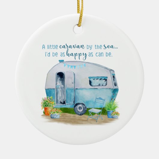 Cute Blue  Retro Camper Caravan Keramisch Ornament (Voorkant)