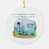Cute Blue  Retro Camper Caravan Keramisch Ornament (Achterkant)