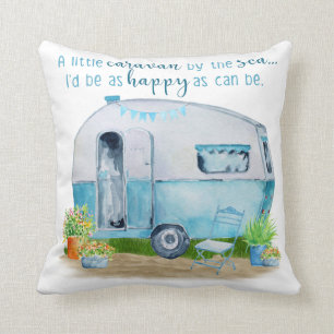 Cute Blue  Retro Camper Caravan Kussen