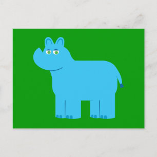 Cute Blue Rhino Briefkaart