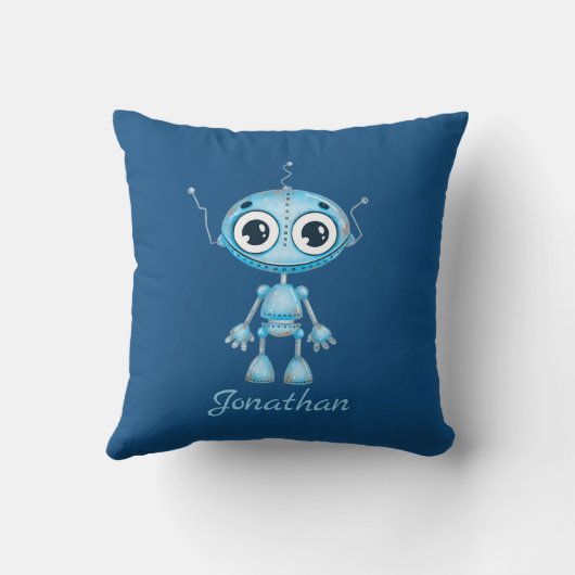 Cute Blue Robot Baby Boy Nursery Kind Room Kussen (Achterkant)