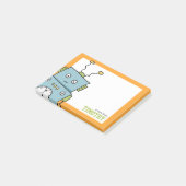 Cute Blue Robot met persoonlijke naam Post-it® Notes (Schuin)