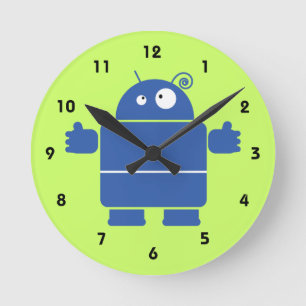 Cute Blue Robot Ronde Klok