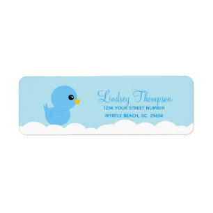 Cute Blue Rubber Ducky Return Address Etiket