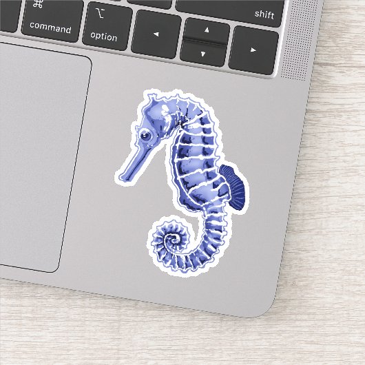 Cute blue seahorse sticker (Detail)
