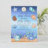 Cute Blue Seaside Beachy Baby shower Kaart (Staand voorkant)