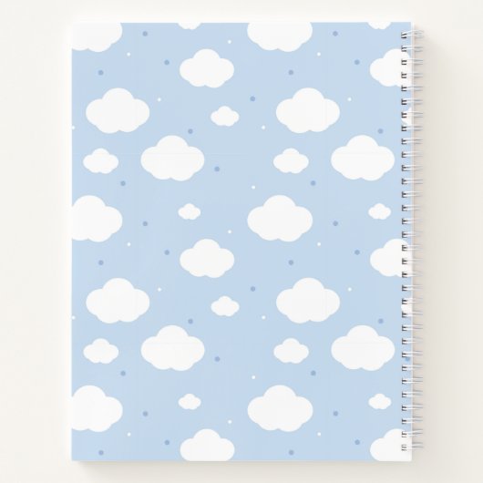 Cute Blue Sky met aangepaste monogram en naam Notitieboek (Achterkant)