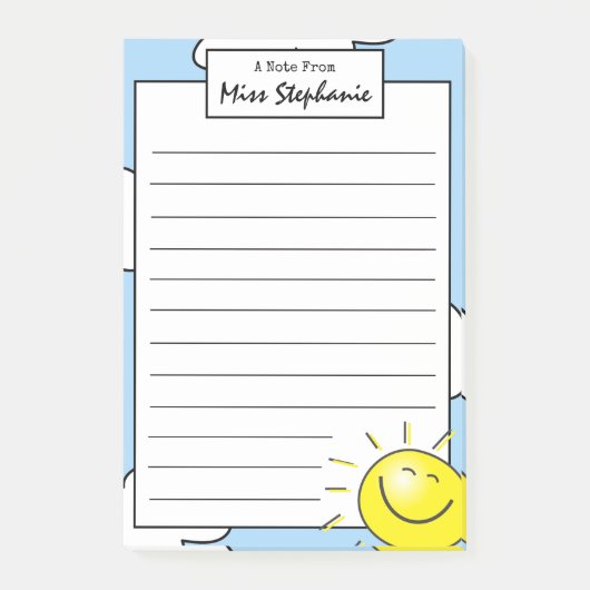 Cute Blue Sky Sunshine-glimlach van leraar Post-it® Notes (Voorkant)