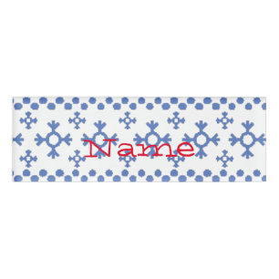 Cute Blue Snowflakes Pattern Thunder_Cove Naambadge