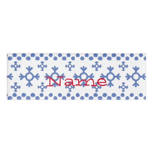 Cute Blue Snowflakes Pattern Thunder_Cove Naambadge (Voorkant)