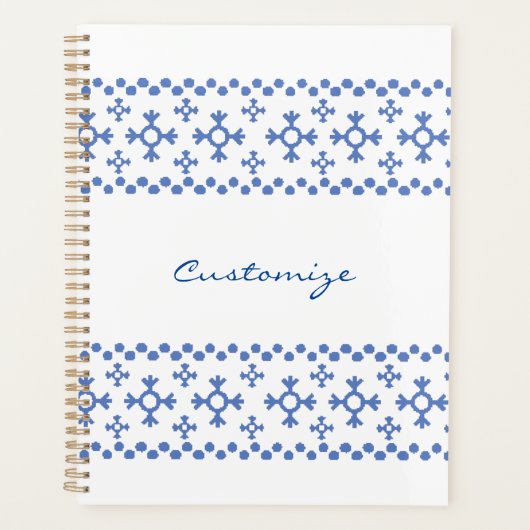 Cute Blue Snowflakes Pattern Thunder_Cove Planner (Voorkant)