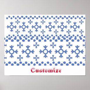 Cute Blue Snowflakes Pattern Thunder_Cove Poster
