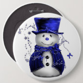 Cute Blue Snowman-kerstButton Ronde Button 6,0 Cm (Voorkant /achterkant)