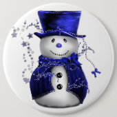 Cute Blue Snowman-kerstButton Ronde Button 6,0 Cm (Voorkant)