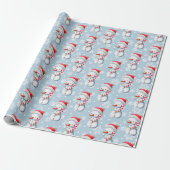 Cute Blue Snowman Kerstmis Cadeaupapier (Uitgerold)